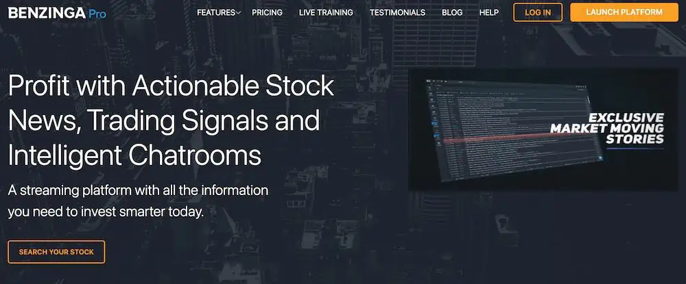 Benzinga Pro signup large