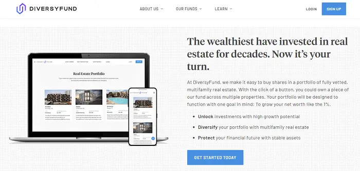 DiversyFund signup page.