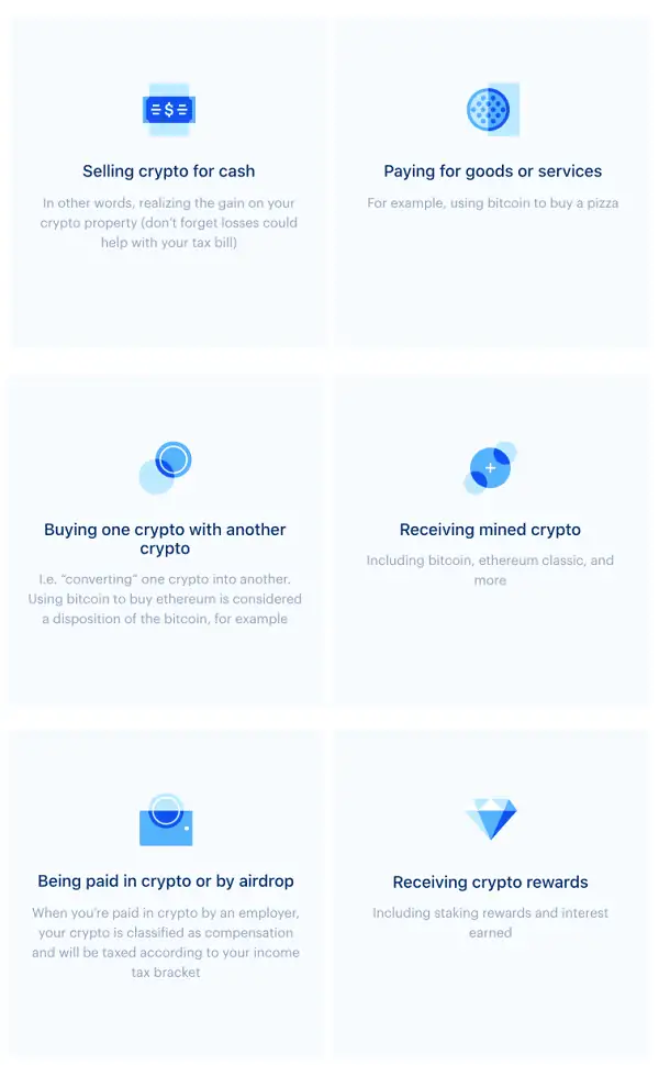 list of taxable events for cryptocurrency coinbase