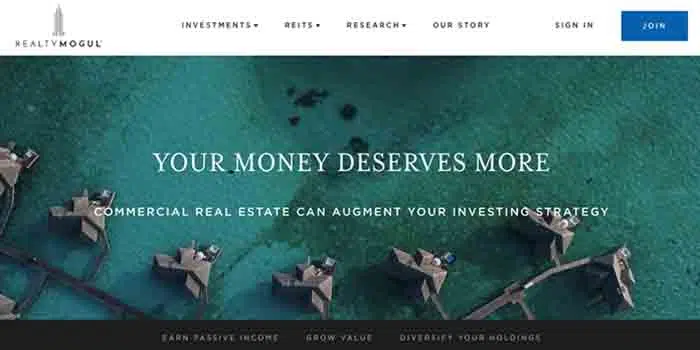 RealtyMogul signup page.