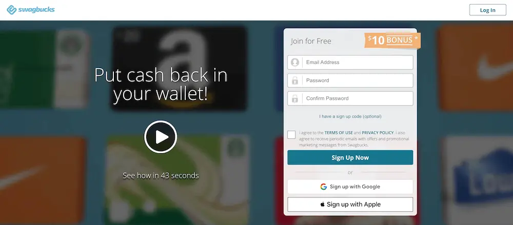 Swagbucks homepage.